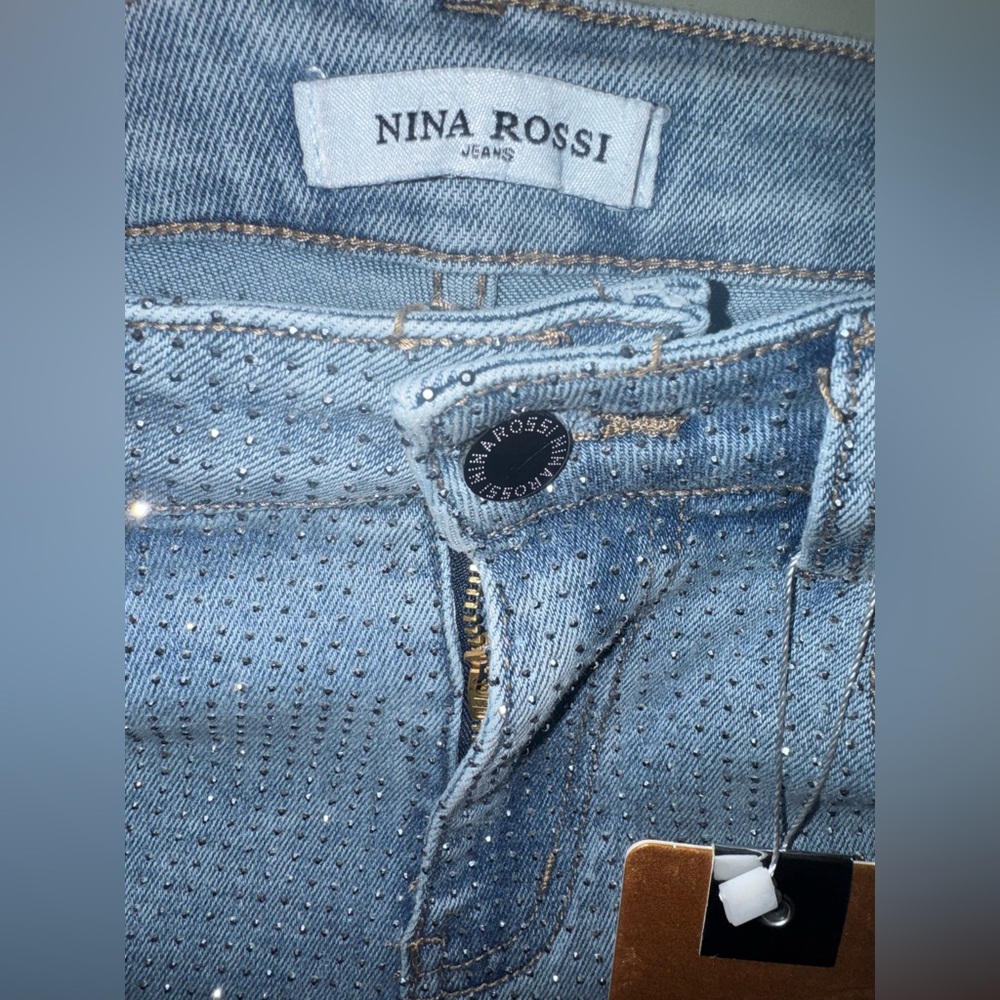 Boutique Rhinestone Embellished Jeans - Picture 2 of 14